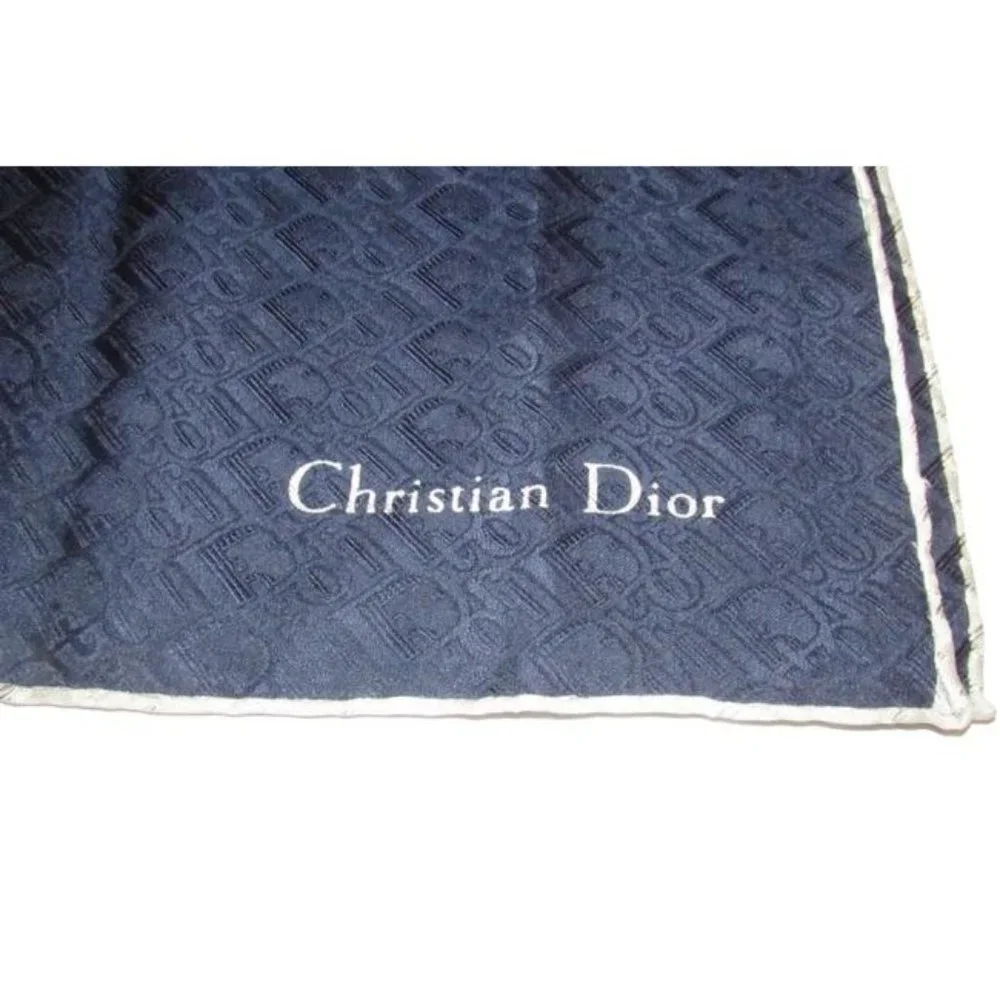 Dior Navy Oblique Trotter Print Logo Scarf Wrap